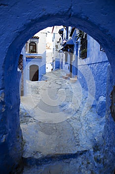 Chefchouen Moroccan blue city in the mountains photo