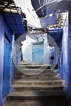 Chefchouen Moroccan blue city in the mountains photo