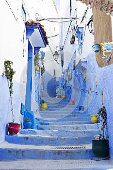 Chefchouen Moroccan blue city in the mountains photo