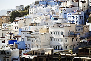 Chefchouen Moroccan blue city in the mountains photo