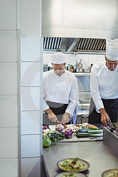 Chefs chopping vegetables