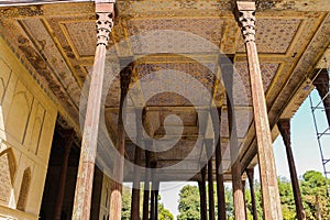 Chehel Sotun Palace Pillars and roofs, Isfahan, Iran