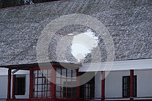 Cheia Monastery  - snow on the rooftop