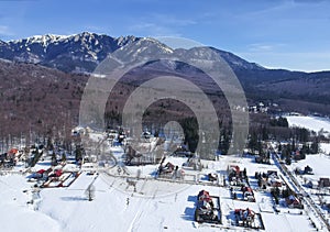 Cheia, Prahova County , Romania, winter aerial scenery