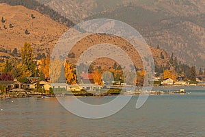 Houses and jetties on the shores of Chelan Lake