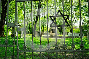 Chelm, Lubelskie, Poland - May 01, 2019: Star of David, Jewish cemetery
