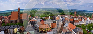 Chelmno city aerial view on old town centre