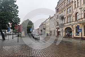 Rain in city center of Chelmno