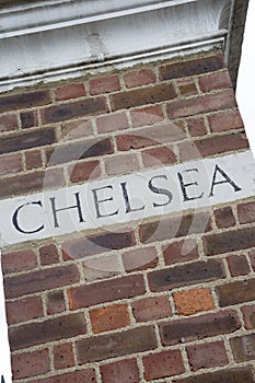 Chelsea Name written on Building Facade; London