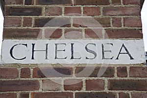 Chelsea Name written on Building Facade; London
