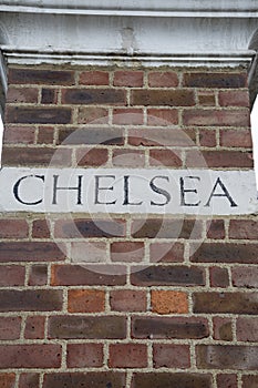 Chelsea Name written on Building Facade; London