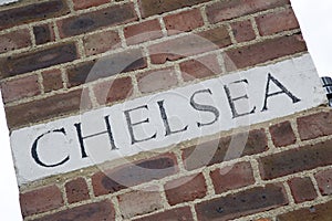 Chelsea Name written on Building Facade; London