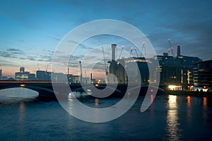 Chelsea Railway Bridge and Battersea Power Station, London UK