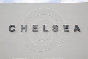 Chelsea written on Building Facade, London
