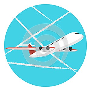 Chem trails concept. Flat illustration photo