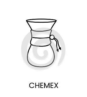Chemex for making coffee, linear icon in vector.