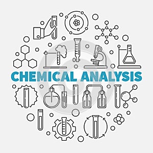Chemical Analysis vector round illustration in thin line style