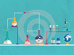 Chemical beaker and flask for Science.