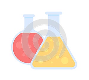 Chemical beakers with liquid semi flat color vector item