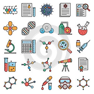Chemical & Bio Lab Equipment Vector Icons Pack Every Single Icon can Easily Modify or Edit