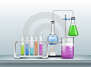 Chemical laboratory experiment cartoon vector
