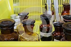 The chemical bottle in laboratory