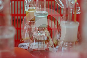 The chemical bottle in laboratory