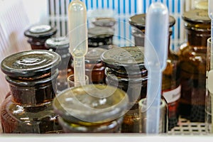 The chemical bottle in laboratory