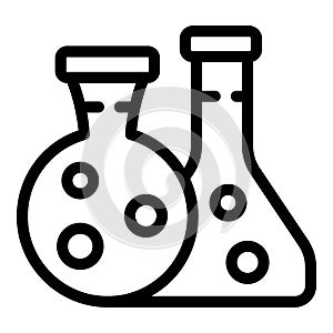 Chemical bottles icon outline vector. Flask research lab