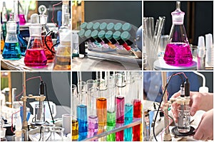 Chemical collage with a colored reagents