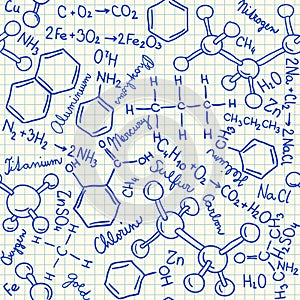 Chemical doodles seamless pattern