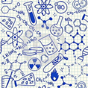 Chemical doodles seamless pattern