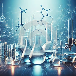 Chemical experiment concept. Laboratory equipment. Science Lab assistant, a medical scientist, a chemistry researcher