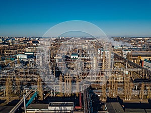 Chemical factory industrial area. Aerial view