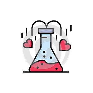 Chemical, Flask, Heart, Love  Flat Color Icon. Vector icon banner Template