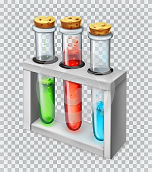 Chemical flask, test tube. Vector icon