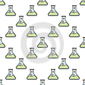Chemical Flask vector Chemistry colored seamless pattern