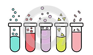 Chemical flasks with colored liquid. Vector illustration