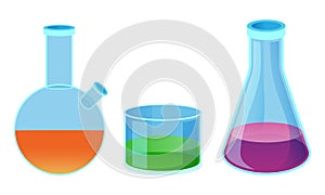 Chemical Flasks of Different Shape Isolated Vector