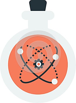 Chemical flasks and gears illustration in minimal style