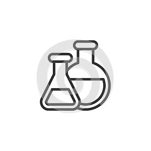 Chemical flasks outline icon