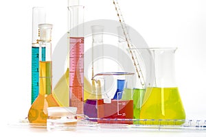 Chemical flasks with reagents