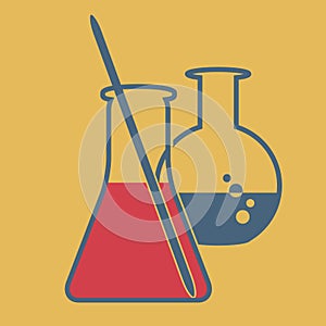 Chemical flasks, vector, flat icon