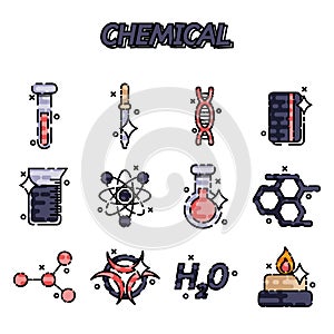 Chemical flat concept icons