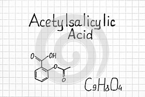 Chemical formula of Acetylsalicylic Acid. photo