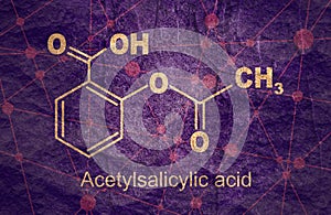 Chemical formula of acetylsalicylic acid photo