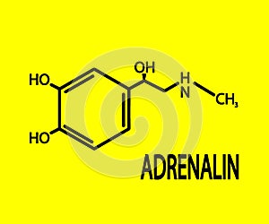 Chemical formula of adrenaline. Symbol. Vector