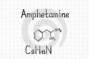 Chemical formula of Amphetamine photo