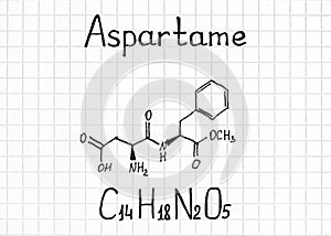 Chemical formula of Aspartame. photo