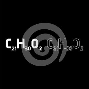 Chemical formula C21H30O2 Cannabidiol CBD Phytocannabinoid marijuana pot grass hemp cannabis molecule icon white color vector